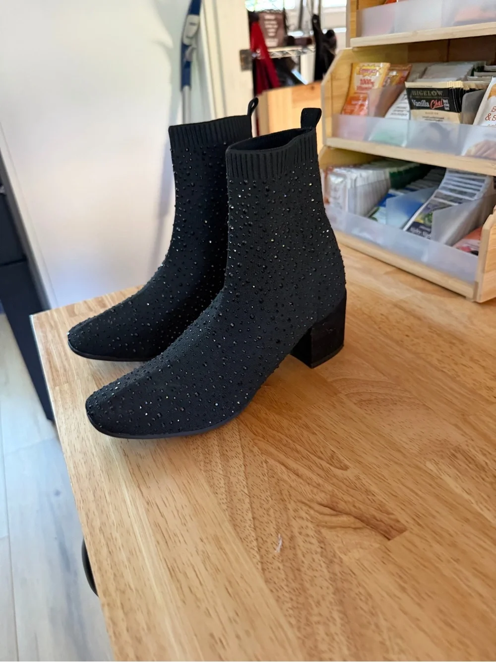 Reaction Kenneth Cole Black Crystal Knit Sock Booties